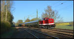 Triangula 112 646-5 am frühen Morgen des 01. Mai 2026 mit dem Sonderzug Chemnitz - Schlettau - Aue - Zwönitz auf der Sachsen-Magistrale bei Niederwiesa.