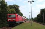 143 116-2 fährt am 16.02.2014 mit dem RE 4771 nach Dresden Hbf seinen nächsten Halt in Glauchau (Sachs) entgegen, hier bei der Durchfahrt in Zwickau-Pölbitz.