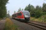 VT 642 057/557 der Erzgebirgsbahn am 28.7.2014 um 9:37 Uhr als Lt 91411 während einer Überführungsfahrt von Glauchau (Sachs) nach Chemnitz Hbf zwischen Wüstenbrand und Grüna.