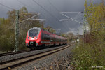 Ersatzzug bei RE3 von Dresden nach Hof mit dem  Hamster  442, hier vor einem Schneeschauer im Sonnenlicht am 24.04.2016 aufgenommen bei Einfahrt in Plauen. 