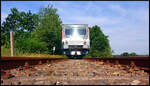 Der VT 628 521 (Netzwerkbahn Sachsen) pendelte am 28.06.2026 anl�sslich des Bergstadtfestes in Freiberg/Sachsen im Zweistundentakt zwischen der Bergstadt und Gro�voigtsberg. Hier passierte der VT einen Feldweg-B� bei Kleinwaltersdorf. HINWEIS: Aufnahme als Nachschuss von einem B� aus.