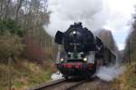 Mit einen Sonderzug fhrt die 50 3648 von Nossen nach Freiberg durch den Zellwald .(09.12.07)