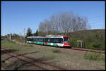 ET der Chemnitz Bahn passiert hier am 25.04.2019 um 11.02 Uhr auf dem Weg nach Hainichen das Museums BW Chemnitz Hilbersdorf.