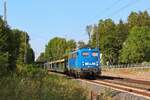 Press 140 041 (140 810) mit einem umgeleiteten Leerautozug von Bremen nach Mosel am 13.08.2024 in Oberlichtenau.