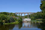 RE 6 Zugverbindung: Leipzig Hbf - Bad Lausik - Chemnitz Hbf hier auf dem Göhrener Viadukt in Untergöhren 29.06.2019