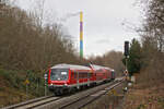 Hier zusehen ist der WFL-Ersatzzug geschoben von 223 015 auf dem RE 6 am 1.1.24 kurz vor dem Haltepunkt Chemnitz-Borna Richtung Geithain.