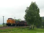 106 992 ist mit DGS 91915 am 22.05.2009 in Richtung Annaberg unterwegs. Aufgenommen nahe Walthersdorf.