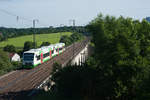 VT 322 der Erfurter Bahn als EBx 81024 bei Unterkotzau Richtung Mehltheuer, 08.06.2017