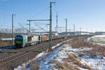 272 204 mit einem Abraumzug Richtung Gera bei Gutenfürst, 16.02.2018