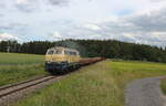 DGV 94552 von Schwandorf nach Erfurt Gbf mit 7 Res und Holzschwellen unterwegs auf der Mehlbahn. Gezogen wurde der Zug von der Railsystems RP 218 489. Aufgenommen am 06.06.2026 bei Pausa.