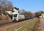 159 206 und 155 007 (EBS) fuhren am 30.03.21 einen leeren Holzzug nach Sonneberg.