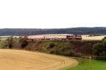 RB 16930 Blankenstein-Rudolstadt mit 202-Doppelbespannung am 15.08.2000 bei Unterlemnitz.Die Strecke verluft hier zum Hhengewinn in einer groen Doppelschleife.