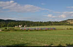 Ein 9442 (Bombardier Talent 2) in landschaftlich reizvoller Umgebung des Saaletals bei Döbritschen (Dornburg-Camburg).