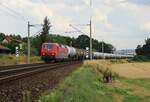 120 201-9 (Bahnlogistik 24) zu sehen am 30.06.22 mit einem Kesselzug in Remschütz.