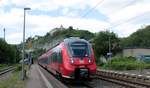 442 304 fährt am 06.07.2020 als RE 4984  Franken-Thüringen-Express  von Nürnberg Hbf nach Leipzig Hbf und passiert hier Dornburg (Saale) an der Saalbahn.