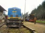 Diesel und dampf auf der Rennsteigbahn, bahnhof Rennsteig 2006 bei schlechten Wetter