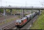 187 536 der HSL Logistik GmbH als Getreidezug fährt in Halle-Ammendorf auf der Bahnstrecke Halle–Bebra (KBS 580) Richtung Großkorbetha.