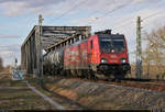 Kesselzug mit 186 382-8 unterwegs in Schkopau Richtung Merseburg Hbf.