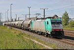 Silozug mit 186 250-7 (91 51 5270 003-4 PL-TM) unterwegs in Halle-Ammendorf, Eisenbahnstraße, Richtung Bft Halle Gbf Süd.