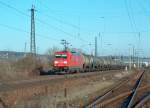 RAILION DB Logistics 185 284-7 mit Kesselwagen Richtung Groheringe, in Naumburg (Saale); 22.01.2009