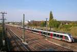 Nachschuss auf 9442 ??? (Bombardier Talent 2) von Abellio Rail Mitteldeutschland als RE 74571 (RE16) von Erfurt Hbf nach Halle(Saale)Hbf, der in Halle-Ammendorf auf der Bahnstrecke Halle–Bebra (KBS 580) fährt. Aufgenommen von der Brücke Hohe Straße. [22.4.2018 | 17:53 Uhr]