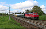 232 701-3 (132 701-4) schiebt in Großkorbetha einen Sonderzug Richtung Erfurt Hbf, 155 004-5 (250 004-9) zieht.