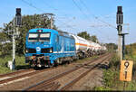 192 003-2 (Lok 561 | Siemens Smartron) zieht acht Kesselwagen bei Schkopau Richtung Großkorbetha.
