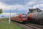 DB 612 148 als RE 3963 von Erfurt Hbf nach Jena-Göschwitz, am 21.04.2025 in Vieselbach.