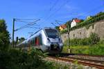 9442 807 (Bombardier Talent 2) von Abellio Rail Mitteldeutschland als RE 74507 (RE17) von Erfurt Hbf nach Leipzig Hbf fährt bei Burgwerben auf der Bahnstrecke Halle–Bebra (KBS 580).