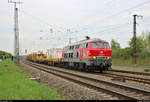 Bauzug mit 218 469-5  Betty Boom  der Railsystems RP GmbH fährt, von Naumburg(Saale)Hbf kommend, in Großkorbetha auf der Bahnstrecke Halle–Bebra (KBS 580).