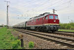 232 334-3 (132 334-4) der Erfurter Bahnservice GmbH (EBS) als MDV-Sonderzug von Meiningen nach Leipzig Hbf fährt in Großkorbetha auf der Bahnstrecke Halle–Bebra (KBS 580).