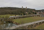 401 067-4 (Tz 167  Garmisch-Partenkirchen ) unterwegs als Umleiter an der Burg Saaleck.