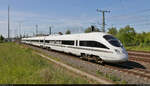 Fast pünktlich und mit einem Pfiff verlässt 605 017-2 alias advanced TrainLab die Gleisanlagen an der Eisenbahnstraße in Halle-Ammendorf und begibt sich auf seine dreitägige Reise