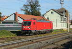 DB 187 203 als Tfzf Richtung Erfurt, am 27.10.2022 in Vieselbach.