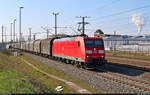 Coilzug mit 185 061-9 unterwegs in Halle-Ammendorf, Eisenbahnstraße, Richtung Abzweig Halle Thüringer Bahn.

🧰 DB Cargo
🕓 6.4.2023 | 9:56 Uhr