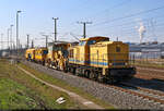 Gelbe Gefahr unterwegs: 203 231-6 (L.W.203.001 | 202 390-1 | 112 390-0 | 110 390-2 | DR V 100.1) schleppt eine Schotterplanier- und Profilierungsmaschine Plasser & Theurer SSP 110 SW  Frankenexpress  (88510 | 99 80 9425 045-8 D-EVULW) und die Zwei-Schwellen-Stopfmaschine Plasser & Theurer 09-2XY Dynamic  Frankenexpress  mit dem Städtenamen  Crailsheim  (588508 | 99 80 9121 016-6 D-EVULW) an der Eisenbahnstraße in Halle-Ammendorf Richtung Abzweig Halle Thüringer Bahn.

🧰 Leonhard Weiss GmbH & Co. KG
🕓 6.4.2023 | 10:35 Uhr