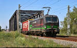 KLV-Zug mit 193 265-6  We love to connect  (Siemens Vectron) überquert die Saale in Schkopau Richtung Merseburg Hbf.