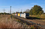 6193 149-2 (Siemens Vectron) schleppt Sattelauflieger bei Großkorbetha gen Norden.
