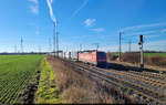 #DBCargofährt: Ein KLV-Zug fährt mit 6193 338-1 (Siemens Vectron) durch Großkorbetha in nördlicher Richtung.