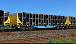 Ein mit Rungen ausgestatteter Containertragwagen mit der Bezeichnung  Sggmrrs  (35 81 4657 591-7 A-IF) f�hrt Drahtrollen mit sich und wird von 152 067-5 (Siemens ES64F) in einem gemischten G�terzug durch den Bahnhof Gro�korbetha Richtung Halle-Ammendorf gezogen.

🧰 Innofreight Solutions GmbH
🕓 1.7.2025 | 17:21 Uhr