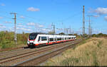 6442 418-7 (Bombardier Talent 3 Plus) bei der Ausfahrt in Gro�korbetha.