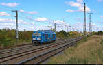 Bei 248 049-9 (Siemens Vectron Dual Mode) setzte die Sonne kurz aus.
Nicht mehr so blau der Himmel – daf�r umso mehr die Lok bei der Ausfahrt in Gro�korbetha Richtung Wei�enfels.

🧰 RIVE Rail Leasing Limited (RRL), eingestellt bei der northrail GmbH, vermietet an die Schienen Komplex Logistik Magdeburg GmbH & Co. KG (SKL)
🕓 23.9.2025 | 12:35 Uhr