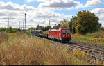 187 170-6 schleppt eine bunte Mischung – im ersten Teil bestehend aus Audi-Neuwagen – durch Gro�korbetha in n�rdlicher Richtung.

🧰 DB Cargo
🕓 23.9.2025 | 13:31 Uhr