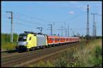 ES 64 U2-018 hat mit der RB 16314 nach Eisenach den Bahnhof Gro�korbetha verlassen.