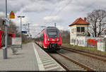 442 777 (Bombardier Talent 2) durchfährt den Hp Bad Dürrenberg auf Gleis 2.