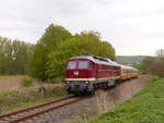 EBS 132 293-2 mit dem DPE 74225  Finne-Unstrut-Xpress  von Sömmerda nach Karsdorf, am 01.05.2019 auf der Unstrutbahn in Balgstädt.