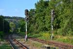 Nebra ist einer der letzten Bahnhöfe mit EZMG Signalen und planmäßigen Verkehr.