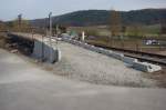 Aktueller Bauzustand des provosorischen Bahnsteigs in Wangen (Arche Nebra).