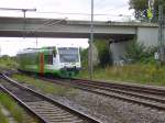 Hier ein Triebwagen der ErfurtBahn bei der berfhrungsfahrt von Erfurt nach Artern.
