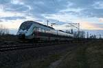 9442 614 (Bombardier Talent 2) von Abellio Rail Mitteldeutschland als RE 74733 (RE19) von Leinefelde nach Halle(Saale)Hbf fährt bei Böllberg-Wörmlitz auf der Bahnstrecke